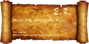 Quiring Kristóf névjegykártya